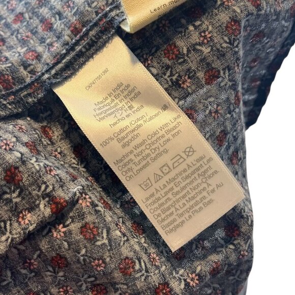 Madewell Women's M Tie-Back Peplum Top in Campden Daisies Deep Indigo Floral‎ - Picture 5 of 9